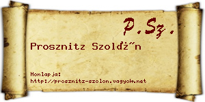 Prosznitz Szolón névjegykártya